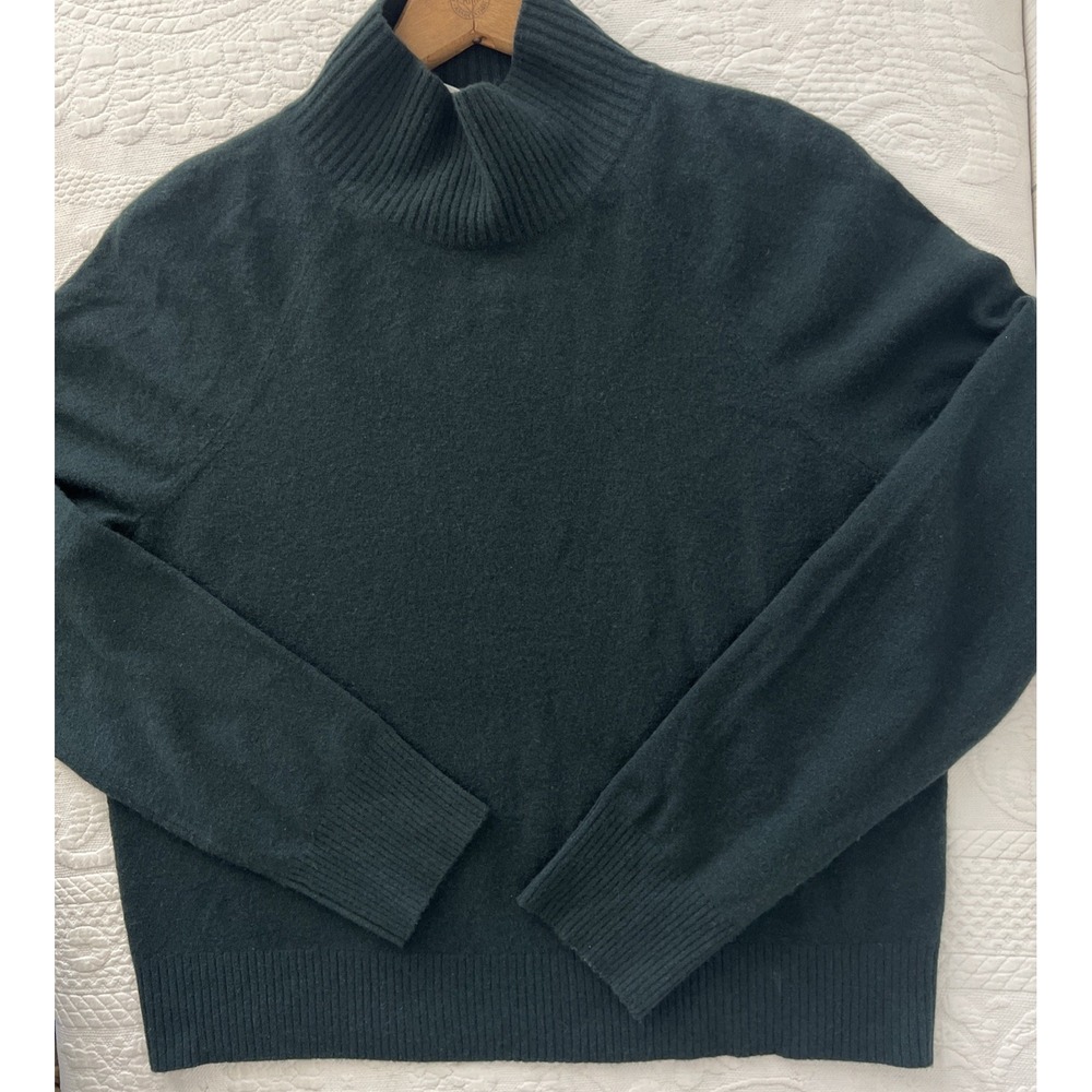 Vince Wool Cashmere Mock Neck Sweater Dark Green Medium Designer Womens